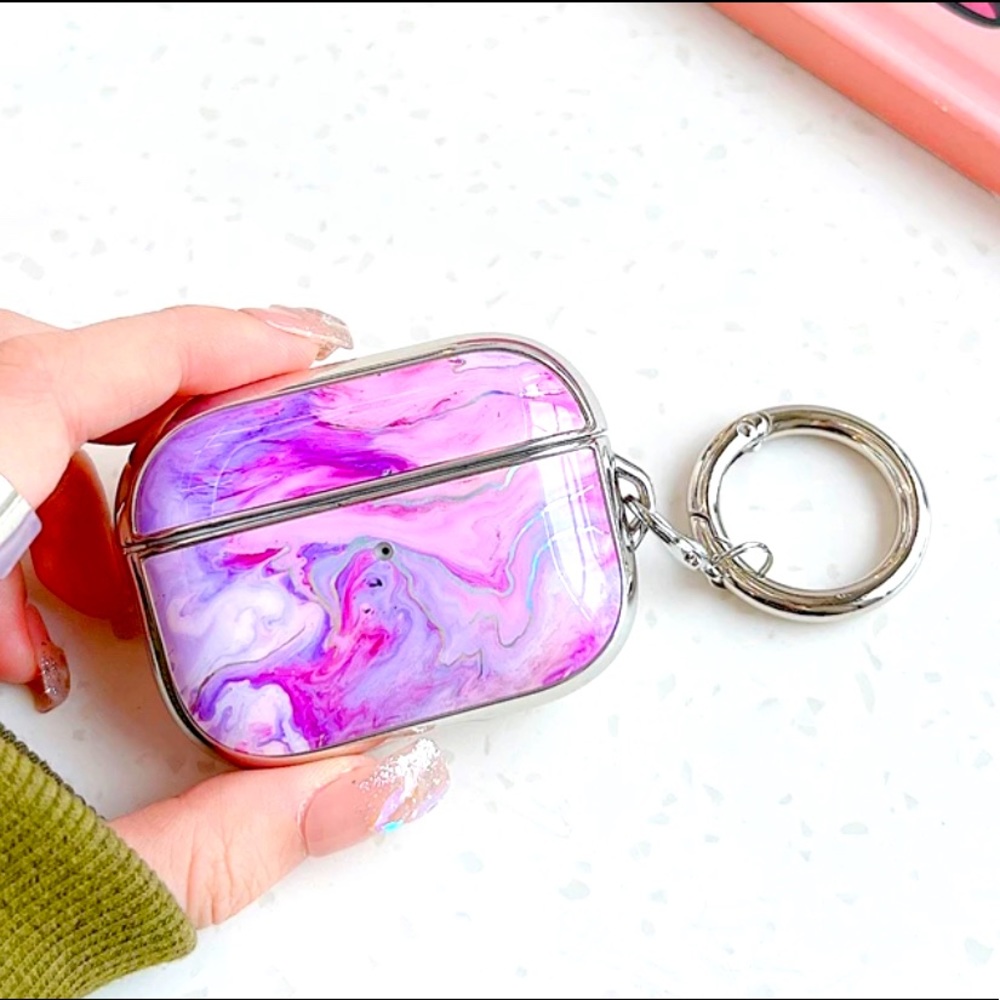 For AirPod Pro Cute Rose Gold Electroplated Protective Cases with Ring Clasp